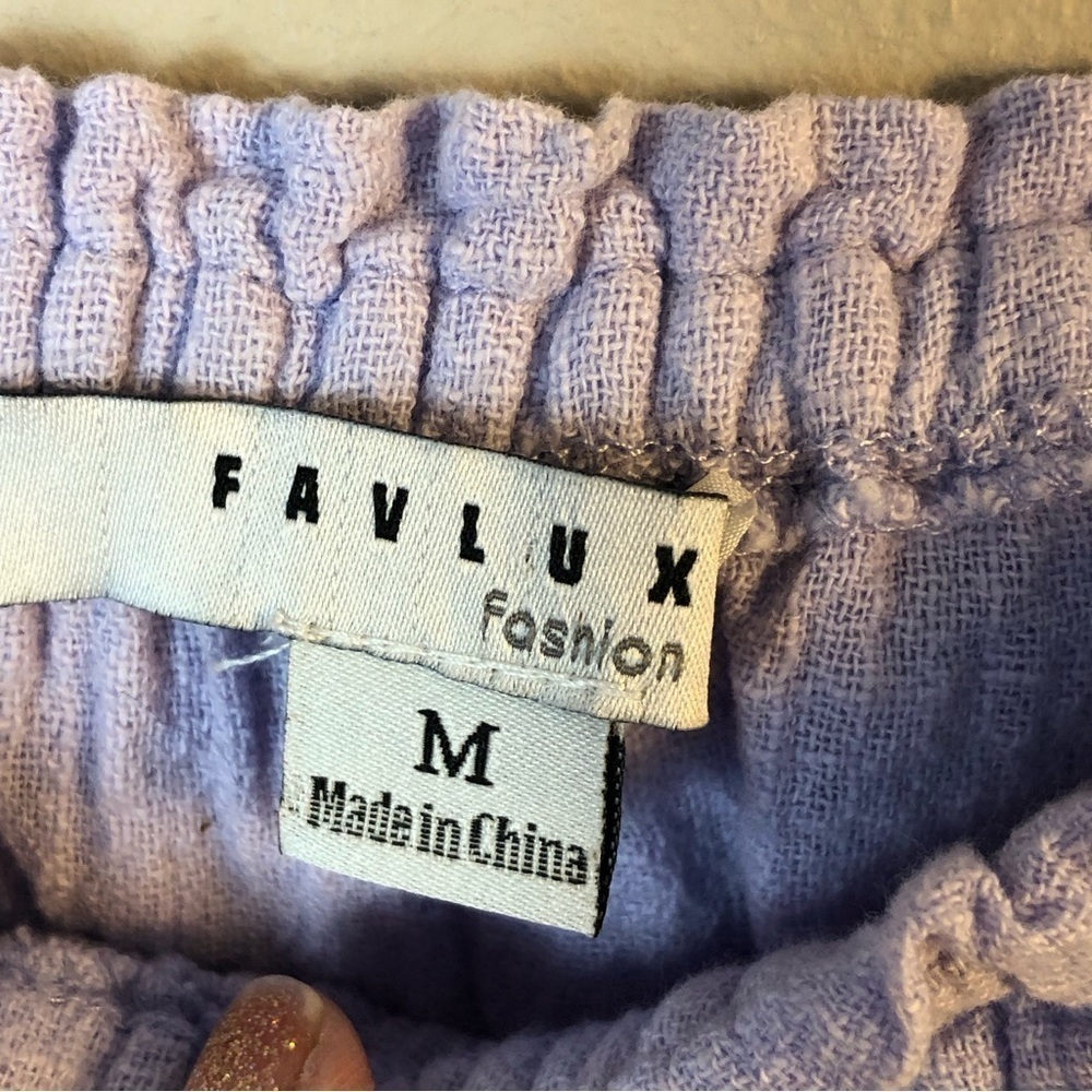 FAVLUX pastel lavender gauzy cotton off shoulder flare sleeves cropped sexy top - Picture 6 of 9